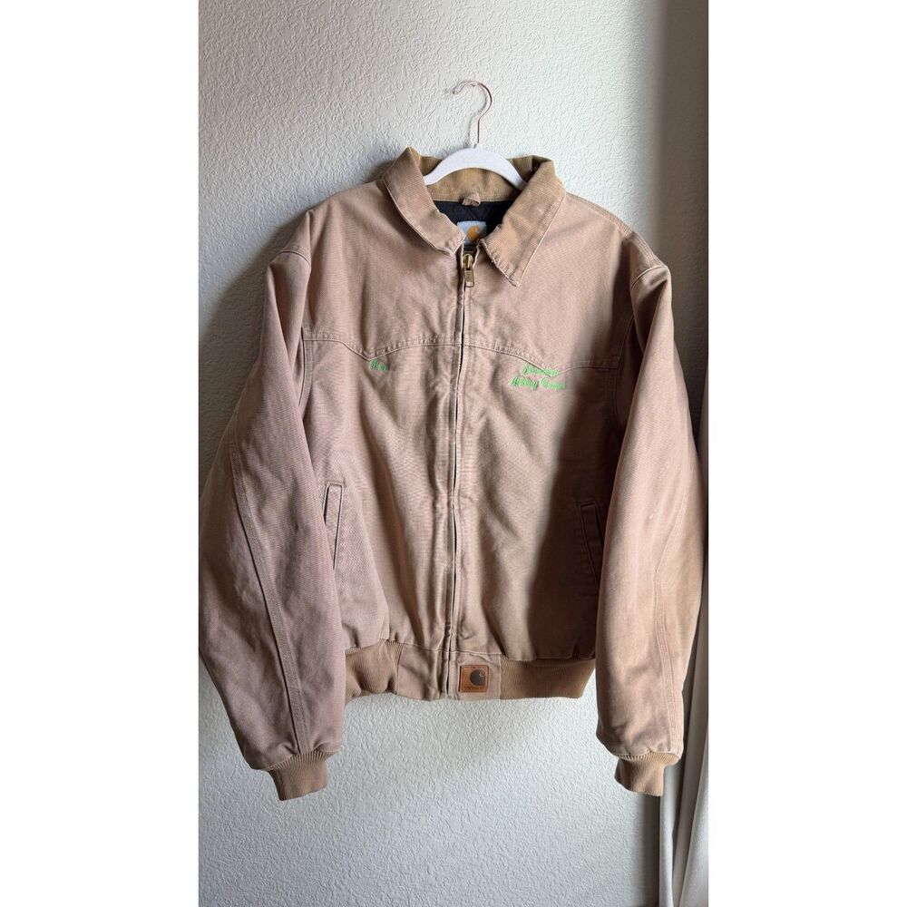 Vintage Carhartt Tan Duck Canvas Jacket Sheridan Abbey Carpet Embroidered